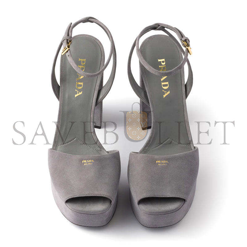 PRADA SUEDE PLATFORM SANDALS 1XP48B